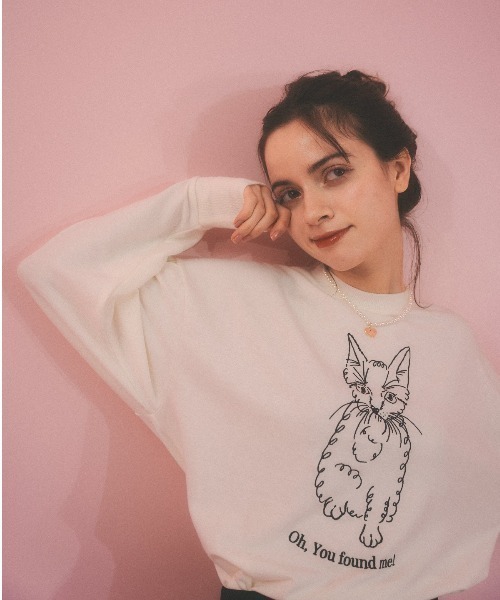 MIRO AMURETTE（ミロアミュレット）の「Oh ,You found me! cat sweat/キャット刺繍スウェット（スウェット・レディース・ホワイト/ブラック/ラベンダー・FREE）」の11枚目の写真