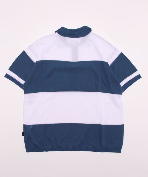ROMANTIC CROWN（ロマンティッククラウン）の「/ROMANTIC CROWN/STRIPE KNIT POLO【Wo】（ポロシャツ・メンズ・ブルー/グリーン・MEDIUM/LARGE）」の10枚目の写真