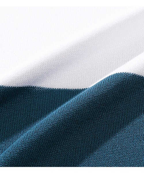 ROMANTIC CROWN（ロマンティッククラウン）の「/ROMANTIC CROWN/STRIPE KNIT POLO【Wo】（ポロシャツ・メンズ・ブルー/グリーン・MEDIUM/LARGE）」の8枚目の写真