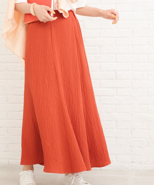 SHOO・LA・RUE(シューラルー)の「◆シャーリングAラインスカート(スカート・レディース・アイボリー/ブラック/グリーン/オレンジ・00)」の1枚目の写真