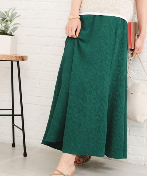 SHOO・LA・RUE(シューラルー)の「◆シャーリングAラインスカート(スカート・レディース・アイボリー/ブラック/グリーン/オレンジ・00)」の4枚目の写真