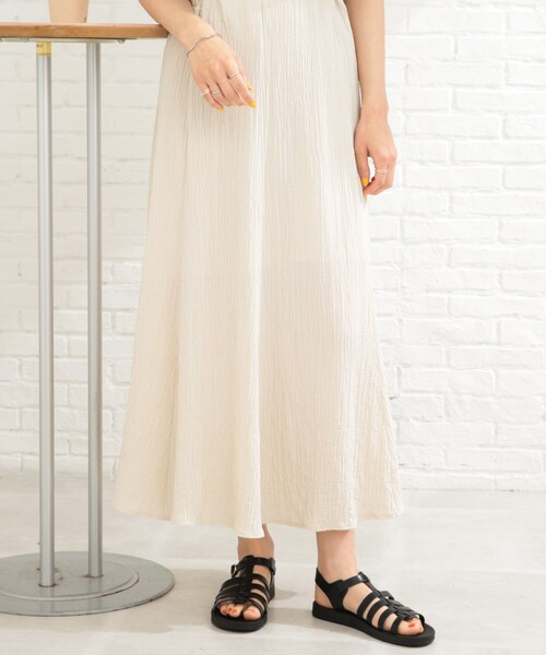 SHOO・LA・RUE(シューラルー)の「◆シャーリングAラインスカート(スカート・レディース・アイボリー/ブラック/グリーン/オレンジ・00)」の2枚目の写真