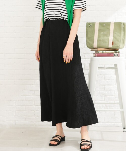 SHOO・LA・RUE(シューラルー)の「◆シャーリングAラインスカート(スカート・レディース・アイボリー/ブラック/グリーン/オレンジ・00)」の3枚目の写真