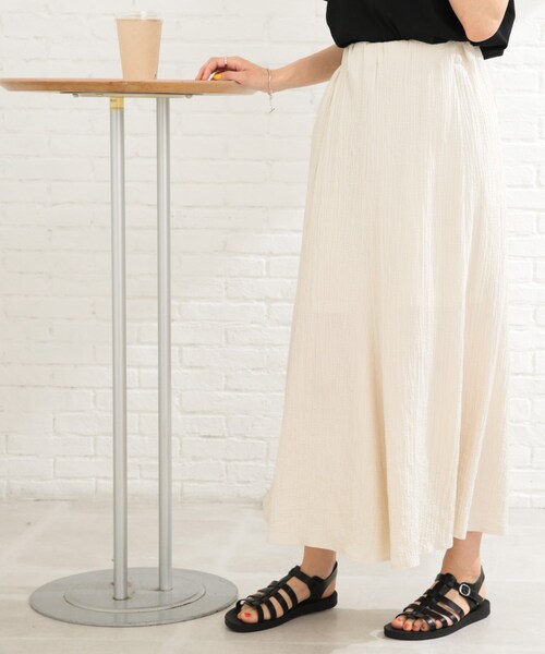 SHOO・LA・RUE(シューラルー)の「◆シャーリングAラインスカート(スカート・レディース・アイボリー/ブラック/グリーン/オレンジ・00)」の9枚目の写真