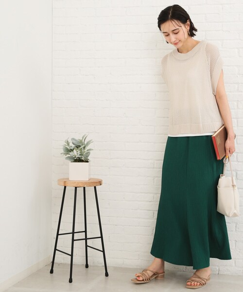 SHOO・LA・RUE(シューラルー)の「◆シャーリングAラインスカート(スカート・レディース・アイボリー/ブラック/グリーン/オレンジ・00)」の7枚目の写真