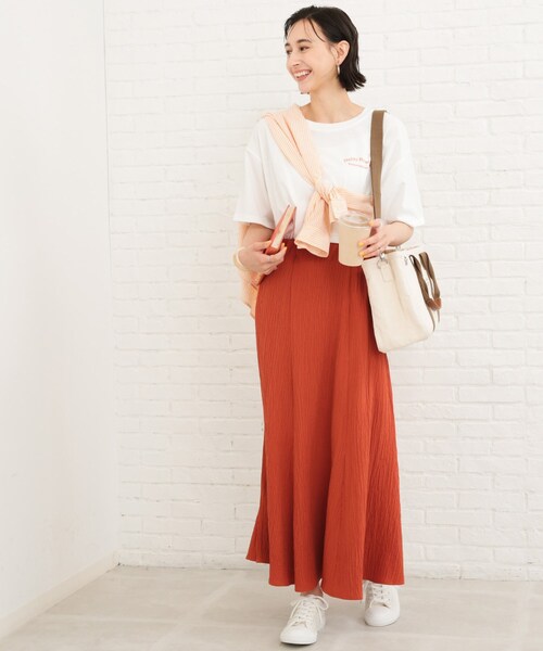 SHOO・LA・RUE(シューラルー)の「◆シャーリングAラインスカート(スカート・レディース・アイボリー/ブラック/グリーン/オレンジ・00)」の8枚目の写真