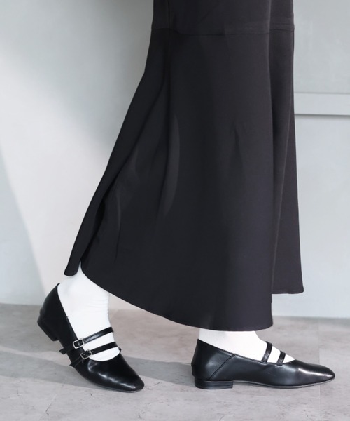 VIVIAN（ヴィヴィアン）の「かかとを踏める スクエアトゥダブルストラップバブーシュ（バレエシューズ・レディース・ブラック/ダークブラウン/カーキ/グレー系その他7/ブラック系その他・S/L/M/LL）」の9枚目の写真