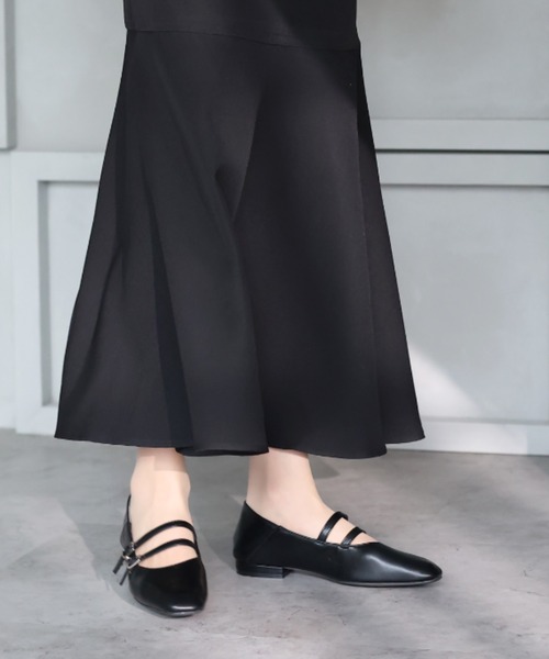 VIVIAN（ヴィヴィアン）の「かかとを踏める スクエアトゥダブルストラップバブーシュ（バレエシューズ・レディース・ブラック/ダークブラウン/カーキ/グレー系その他7/ブラック系その他・S/L/M/LL）」の11枚目の写真