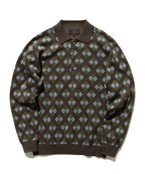 BEAMS PLUS(ビームスプラス)の「BEAMS PLUS / アーガイル ニット ポロシャツ(ポロシャツ・メンズ・オフホワイト/ネイビー/グレー・XL/L/S/M)」の3枚目の写真