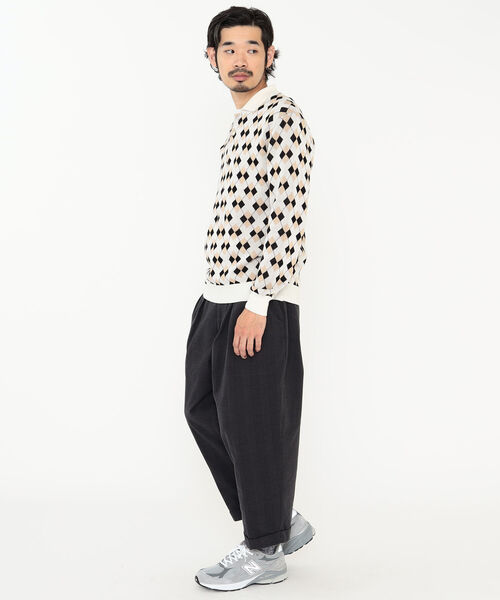 BEAMS PLUS(ビームスプラス)の「BEAMS PLUS / アーガイル ニット ポロシャツ(ポロシャツ・メンズ・オフホワイト/ネイビー/グレー・XL/L/S/M)」の4枚目の写真