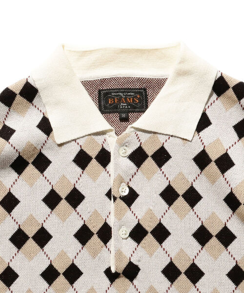 BEAMS PLUS(ビームスプラス)の「BEAMS PLUS / アーガイル ニット ポロシャツ(ポロシャツ・メンズ・オフホワイト/ネイビー/グレー・XL/L/S/M)」の13枚目の写真