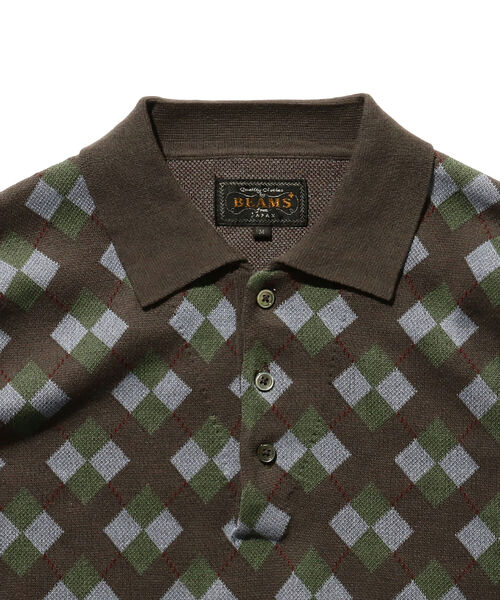 BEAMS PLUS(ビームスプラス)の「BEAMS PLUS / アーガイル ニット ポロシャツ(ポロシャツ・メンズ・オフホワイト/ネイビー/グレー・XL/L/S/M)」の18枚目の写真