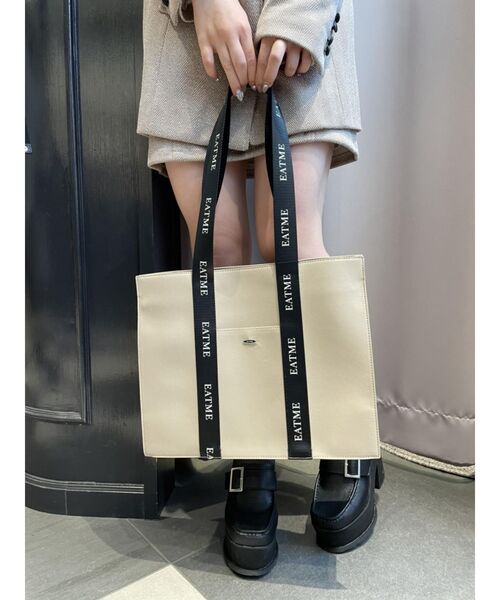 EATME（イートミー）の「EATMEロゴトートバッグ（トートバッグ・レディース・ブラック/ベージュ・FREE）」の5枚目の写真
