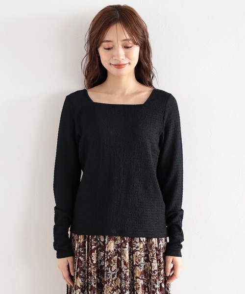 mysty woman（ミスティウーマン）の「ストリング2WAYロングスリーブプルオーバー　157829（Tシャツ/カットソー・レディース・ブラック/オフホワイト/グレイッシュブルー・FREE）」の13枚目の写真