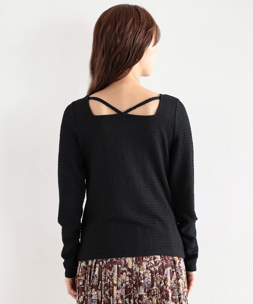 mysty woman（ミスティウーマン）の「ストリング2WAYロングスリーブプルオーバー　157829（Tシャツ/カットソー・レディース・ブラック/オフホワイト/グレイッシュブルー・FREE）」の10枚目の写真