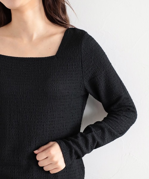 mysty woman（ミスティウーマン）の「ストリング2WAYロングスリーブプルオーバー　157829（Tシャツ/カットソー・レディース・ブラック/オフホワイト/グレイッシュブルー・FREE）」の12枚目の写真