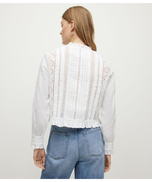 ALLSAINTS（オールセインツ）の「AYLA LINEN BLEND BRODERIE TOP | AYLA リネン ブレンド 刺繍 トップ（シャツ/ブラウス・レディース・ホワイト系・4/6/8）」の6枚目の写真