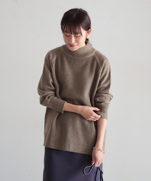NOMBRE IMPAIR(ノンブルアンペール)の「片畦×天竺コンビ ハイネックP/O(ニット/セーター・レディース・オレンジ/ライトグリーン/ベージュ/ブルー・FREE)」の1枚目の写真