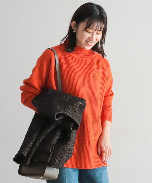 NOMBRE IMPAIR(ノンブルアンペール)の「片畦×天竺コンビ ハイネックP/O(ニット/セーター・レディース・オレンジ/ライトグリーン/ベージュ/ブルー・FREE)」の4枚目の写真