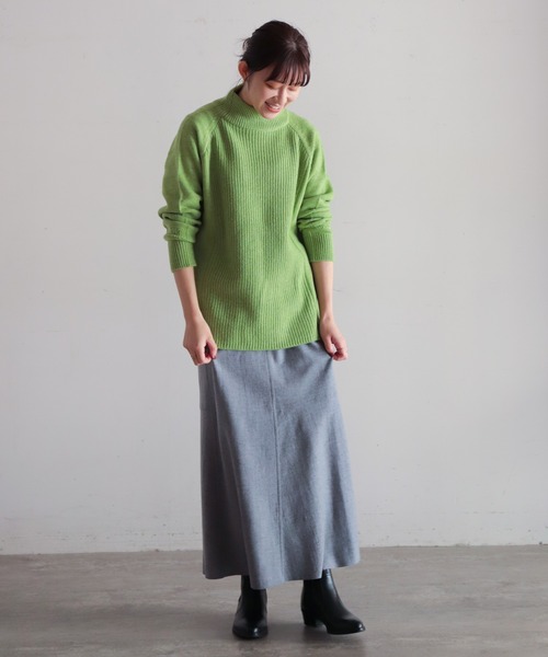 NOMBRE IMPAIR(ノンブルアンペール)の「片畦×天竺コンビ ハイネックP/O(ニット/セーター・レディース・オレンジ/ライトグリーン/ベージュ/ブルー・FREE)」の5枚目の写真