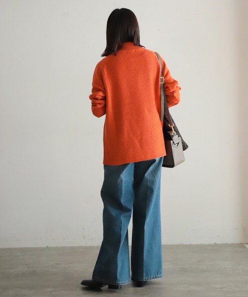 NOMBRE IMPAIR(ノンブルアンペール)の「片畦×天竺コンビ ハイネックP/O(ニット/セーター・レディース・オレンジ/ライトグリーン/ベージュ/ブルー・FREE)」の11枚目の写真