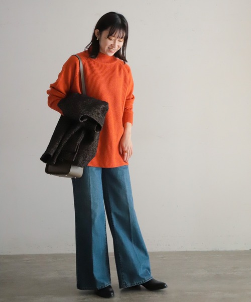 NOMBRE IMPAIR(ノンブルアンペール)の「片畦×天竺コンビ ハイネックP/O(ニット/セーター・レディース・オレンジ/ライトグリーン/ベージュ/ブルー・FREE)」の12枚目の写真
