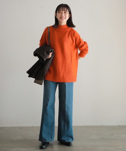 NOMBRE IMPAIR(ノンブルアンペール)の「片畦×天竺コンビ ハイネックP/O(ニット/セーター・レディース・オレンジ/ライトグリーン/ベージュ/ブルー・FREE)」の10枚目の写真