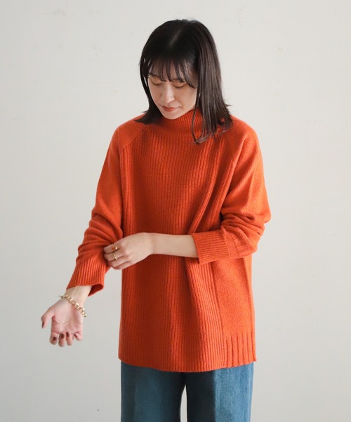 NOMBRE IMPAIR(ノンブルアンペール)の「片畦×天竺コンビ ハイネックP/O(ニット/セーター・レディース・オレンジ/ライトグリーン/ベージュ/ブルー・FREE)」の13枚目の写真
