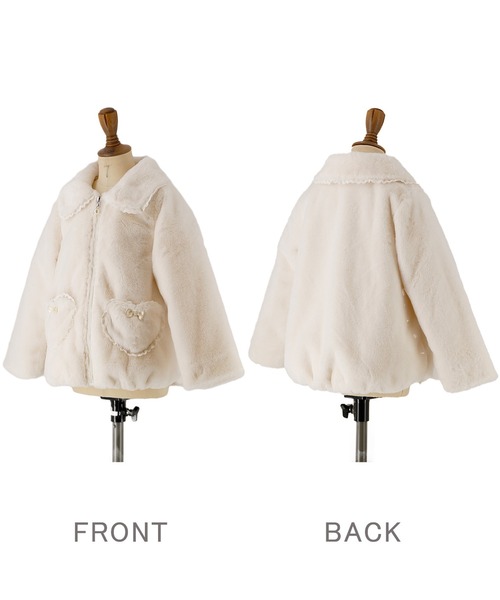 Catherine Cottage（キャサリンコテージ）の「ハートポケットフェイクファーコート（ダウンジャケット/コート・キッズ・ピンク/オフホワイト・150/140/120/100/130/110）」の15枚目の写真