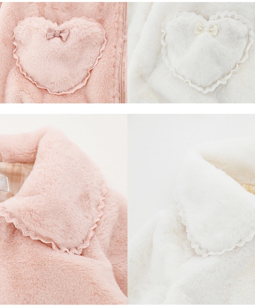 Catherine Cottage（キャサリンコテージ）の「ハートポケットフェイクファーコート（ダウンジャケット/コート・キッズ・ピンク/オフホワイト・150/140/120/100/130/110）」の18枚目の写真