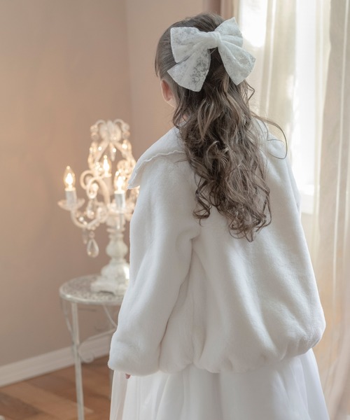 Catherine Cottage（キャサリンコテージ）の「ハートポケットフェイクファーコート（ダウンジャケット/コート・キッズ・ピンク/オフホワイト・150/140/120/100/130/110）」の5枚目の写真