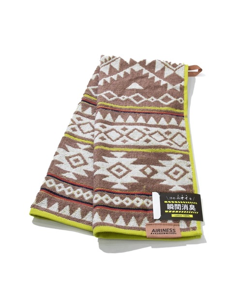go slow caravan(ゴースローキャラバン)の「AIRINESS/エアリネス ホライゾン フェイスタオル 34x80(タオル・レディース・ネイビー/ブラウン・FREE)」の1枚目の写真