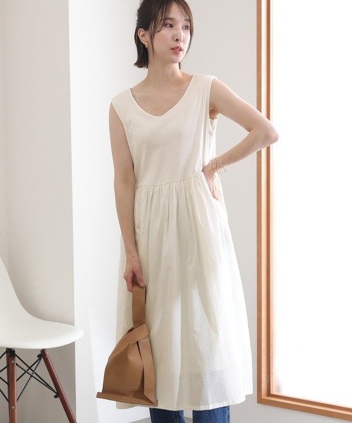 ElegChic(エレグシック)の「異素材ノースリーブワンピース(ワンピース・レディース・オフホワイト/ブラック・XL/3L/L/4L/M)」の7枚目の写真