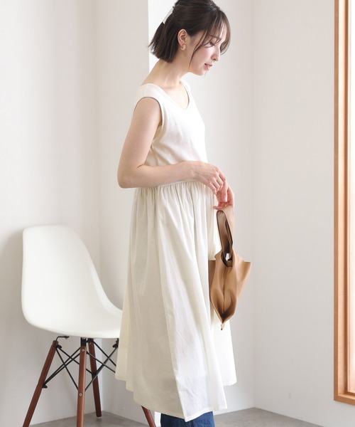 ElegChic(エレグシック)の「異素材ノースリーブワンピース(ワンピース・レディース・オフホワイト/ブラック・XL/3L/L/4L/M)」の8枚目の写真