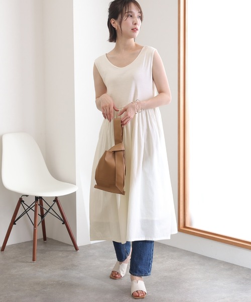ElegChic(エレグシック)の「異素材ノースリーブワンピース(ワンピース・レディース・オフホワイト/ブラック・XL/3L/L/4L/M)」の10枚目の写真