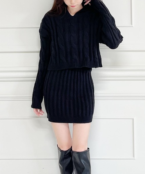 MIIA(ミーア)の「ケーブルニットセットアップ(セットアップ・レディース・ブラック/グレー/オフホワイト・FREE)」の19枚目の写真