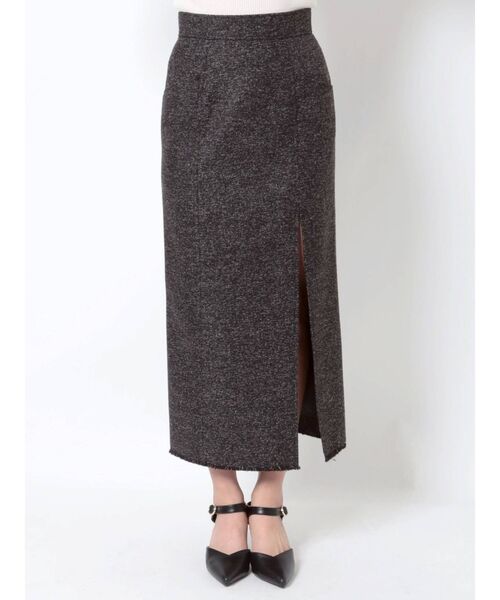 MURUA（ムルーア）の「ツイードフリンジディープスリットスカート（スカート・レディース・ブラック/モカ・1/2）」の19枚目の写真