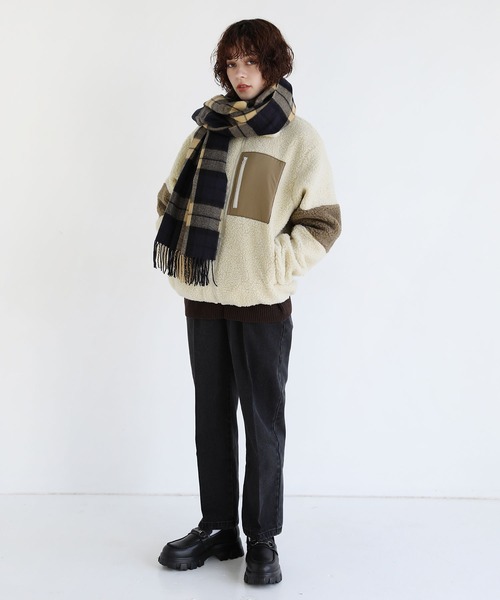 ETELIO（エテリオ）の「ボリュームフリンジマフラー チェック（マフラー・メンズ・ブルー系/オレンジ系/ネイビー系・FREE）」の7枚目の写真