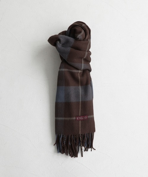 ETELIO（エテリオ）の「ボリュームフリンジマフラー チェック（マフラー・メンズ・ブルー系/オレンジ系/ネイビー系・FREE）」の19枚目の写真