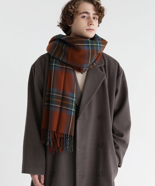 ETELIO（エテリオ）の「ボリュームフリンジマフラー チェック（マフラー・メンズ・ブルー系/オレンジ系/ネイビー系・FREE）」の17枚目の写真