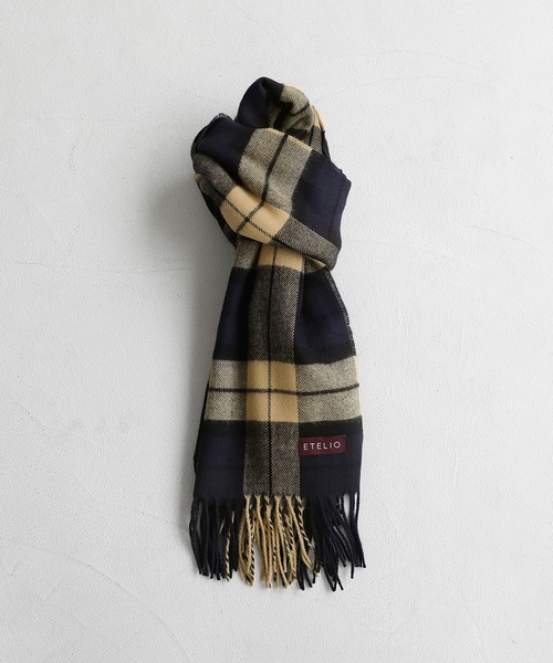 ETELIO（エテリオ）の「ボリュームフリンジマフラー チェック（マフラー・メンズ・ブルー系/オレンジ系/ネイビー系・FREE）」の18枚目の写真