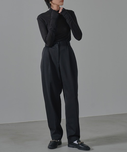 HANNE（アン）の「【by kumika】ハイネックシアーニットトップ（Tシャツ/カットソー・レディース・アイボリー/ブルー/ブラック・フリー）」の9枚目の写真