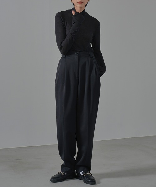 HANNE（アン）の「【by kumika】ハイネックシアーニットトップ（Tシャツ/カットソー・レディース・アイボリー/ブルー/ブラック・フリー）」の10枚目の写真