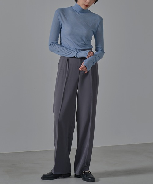 HANNE（アン）の「【by kumika】ハイネックシアーニットトップ（Tシャツ/カットソー・レディース・アイボリー/ブルー/ブラック・フリー）」の13枚目の写真