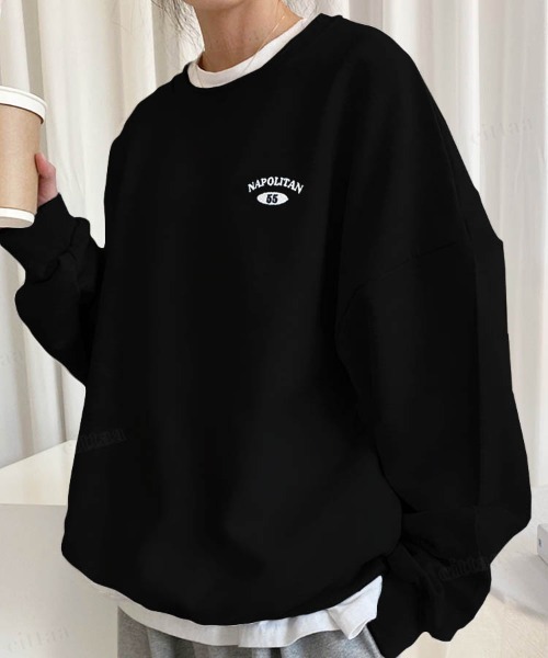 Dalfwin(ダールフィン)の「韓国ファッションNAPOLITAN刺繍ロゴオーバーサイズ スウェット(スウェット・レディース・ライトグレー/ブルー/ブラック・FREE)」の1枚目の写真