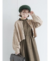 ehka sopo | ケーブル編みポンポン付クルーカーディガン(カーディガン/ボレロ)