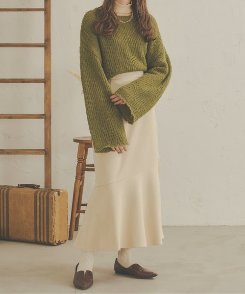 Ambre Neige（アンブルネージュ）の「モコモコショートニット／【WEB/EC限定商品】（ニット/セーター・レディース・ダークブラウン/グリーン/アイボリー・FREE）」の9枚目の写真