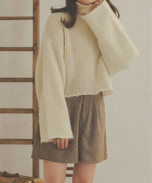 Ambre Neige（アンブルネージュ）の「モコモコショートニット／【WEB/EC限定商品】（ニット/セーター・レディース・ダークブラウン/グリーン/アイボリー・FREE）」の15枚目の写真