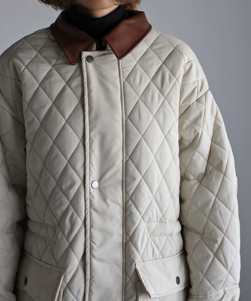 r.（アールドット）の「合皮衿取り外し サイドスリットキルティング ロングコート（その他アウター・レディース・オリーブ/ネイビー/ブラック/キナリ・FREE）」の18枚目の写真