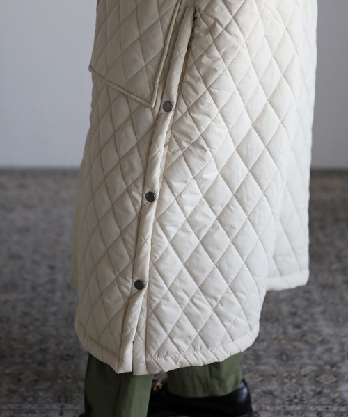 r.（アールドット）の「合皮衿取り外し サイドスリットキルティング ロングコート（その他アウター・レディース・オリーブ/ネイビー/ブラック/キナリ・FREE）」の21枚目の写真
